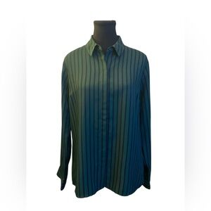 Express Portofino Green and Black Button Down Shirt M EUC
